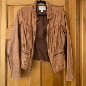 Hinge Anthropologie cognac leather jacket. Size small.